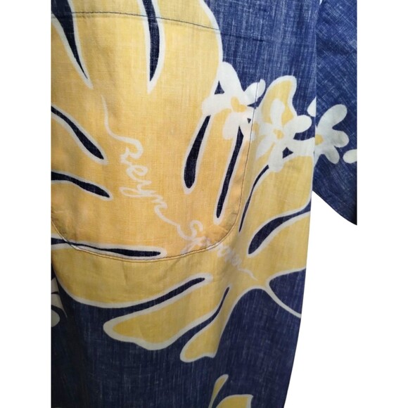 Reyn Spooner Shirt Men Blue Yellow Commemorative Classic Hawaiian Large - Picture 3 of 7